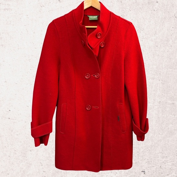 Kurt Geiger Red Pea Coat with Classic Collar - Picture 1 of 4